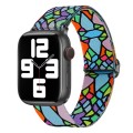 For Apple Watch SE 2023 44mm Painted Pattern Nylon Replacement Watch Band(Geometric Rainbow)