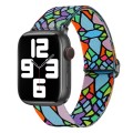 For Apple Watch 9 45mm Painted Pattern Nylon Replacement Watch Band(Geometric Rainbow)