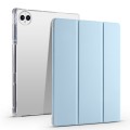 For vivo Pad3 Pro 3-folding Transparent TPU Smart Leather Tablet Case with Pen Slot(Ice Blue)