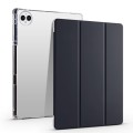 For vivo Pad3 Pro 3-folding Transparent TPU Smart Leather Tablet Case with Pen Slot(Black)