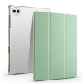 For vivo Pad3 Pro 3-folding Transparent TPU Smart Leather Tablet Case with Pen Slot(Matcha Green)