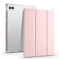 For vivo Pad3 Pro 3-folding Transparent TPU Smart Leather Tablet Case with Pen Slot(Pink)