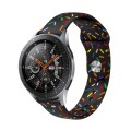 20mm Universal Reverse Buckle Colorful Oval Dot Pattern Silicone Watch Band(Black)