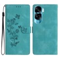 For Honor 90 Lite Flower Butterfly Embossing Pattern Leather Phone Case(Sky Blue)