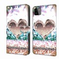 For Samsung Galaxy A22 5G Crystal 3D Shockproof Protective Leather Phone Case(Pink Diamond Heart)