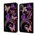 For Samsung Galaxy A33 5G Crystal 3D Shockproof Protective Leather Phone Case(Purple Flower Butterfl