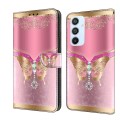For Samsung Galaxy A54 5G Crystal 3D Shockproof Protective Leather Phone Case(Pink Bottom Butterfly)
