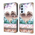 For Samsung Galaxy A54 5G Crystal 3D Shockproof Protective Leather Phone Case(Pink Diamond Heart)