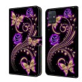 For Samsung Galaxy A71 4G Crystal 3D Shockproof Protective Leather Phone Case(Purple Flower Butterfl