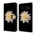 For Samsung Galaxy S10 Crystal 3D Shockproof Protective Leather Phone Case(White Flower)