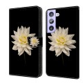 For Samsung Galaxy S21+ Crystal 3D Shockproof Protective Leather Phone Case(White Flower)