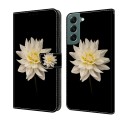 For Samsung Galaxy S22+ Crystal 3D Shockproof Protective Leather Phone Case(White Flower)