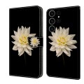 For Samsung Galaxy S23 FE 5G Crystal 3D Shockproof Protective Leather Phone Case(White Flower)