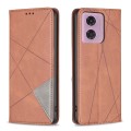 For Motorola Moto G24 Rhombus Texture Magnetic Leather Phone Case(Brown)