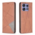 For Motorola Edge 50 Pro 5G Rhombus Texture Magnetic Leather Phone Case(Brown)