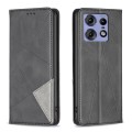 For Motorola Edge 50 Pro 5G Rhombus Texture Magnetic Leather Phone Case(Black)