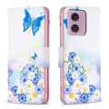 For Motorola Moto G34 5G Colored Drawing Pattern Leather Phone Case(Butterfly Love)