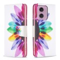 For Motorola Moto G24 Colored Drawing Pattern Leather Phone Case(Sun Flower)