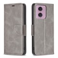 For Motorola Moto G34 5G Lambskin Texture Pure Color Flip Leather Phone Case(Grey)