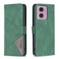 For Motorola Moto G34 5G Magnetic Buckle Rhombus Texture Leather Phone Case(Green)