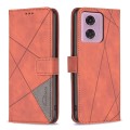 For Motorola Moto G24 Magnetic Buckle Rhombus Texture Leather Phone Case(Brown)