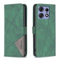 For Motorola Edge 50 Pro 5G Magnetic Buckle Rhombus Texture Leather Phone Case(Green)