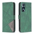 For Realme C65 4G Magnetic Buckle Rhombus Texture Leather Phone Case(Green)