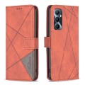 For Realme C65 4G Magnetic Buckle Rhombus Texture Leather Phone Case(Brown)