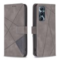 For Realme C65 4G Magnetic Buckle Rhombus Texture Leather Phone Case(Grey)