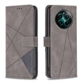 For Realme 12+ 5G Magnetic Buckle Rhombus Texture Leather Phone Case(Grey)