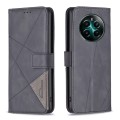 For Realme 12+ 5G Magnetic Buckle Rhombus Texture Leather Phone Case(Black)