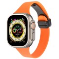 For Apple Watch Ultra 49mm Magnetic Buckle Slim Silicone Watch Band(Orange)
