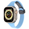 For Apple Watch Ultra 49mm Magnetic Buckle Slim Silicone Watch Band(Light Blue)