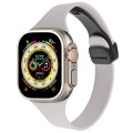 For Apple Watch Ultra 49mm Magnetic Buckle Slim Silicone Watch Band(Rock Grey)