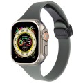 For Apple Watch Ultra 49mm Magnetic Buckle Slim Silicone Watch Band(Army Green)