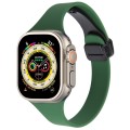 For Apple Watch Ultra 49mm Magnetic Buckle Slim Silicone Watch Band(Alfalfa Grass)