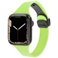 For Apple Watch Series 8 41mm Magnetic Buckle Slim Silicone Watch Band(Green)