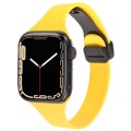 For Apple Watch Series 8 45mm  Magnetic Buckle Slim Silicone Watch Band(Yellow)