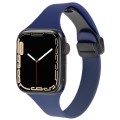 For Apple Watch Series 8 45mm  Magnetic Buckle Slim Silicone Watch Band(Midnight Blue)