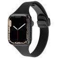 For Apple Watch Series 8 45mm  Magnetic Buckle Slim Silicone Watch Band(Black)