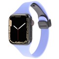 For Apple Watch Series 8 45mm  Magnetic Buckle Slim Silicone Watch Band(Light Purple)