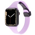 For Apple Watch Series 8 45mm  Magnetic Buckle Slim Silicone Watch Band(Lavender)