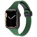 For Apple Watch Series 8 45mm  Magnetic Buckle Slim Silicone Watch Band(Alfalfa Grass)