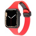 For Apple Watch Series 7 41mm Magnetic Buckle Slim Silicone Watch Band(Red)