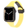 For Apple Watch Series 7 41mm Magnetic Buckle Slim Silicone Watch Band(Light Yellow)