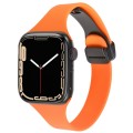 For Apple Watch SE 44mm Magnetic Buckle Slim Silicone Watch Band(Orange)