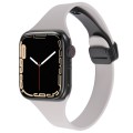 For Apple Watch SE 44mm Magnetic Buckle Slim Silicone Watch Band(Rock Grey)