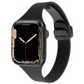 For Apple Watch Series 6 44mm Magnetic Buckle Slim Silicone Watch Band(Black)