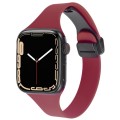 For Apple Watch Series 5 44mm Magnetic Buckle Slim Silicone Watch Band(Wine Red)