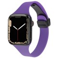 For Apple Watch Series 5 44mm Magnetic Buckle Slim Silicone Watch Band(Dark Purple)